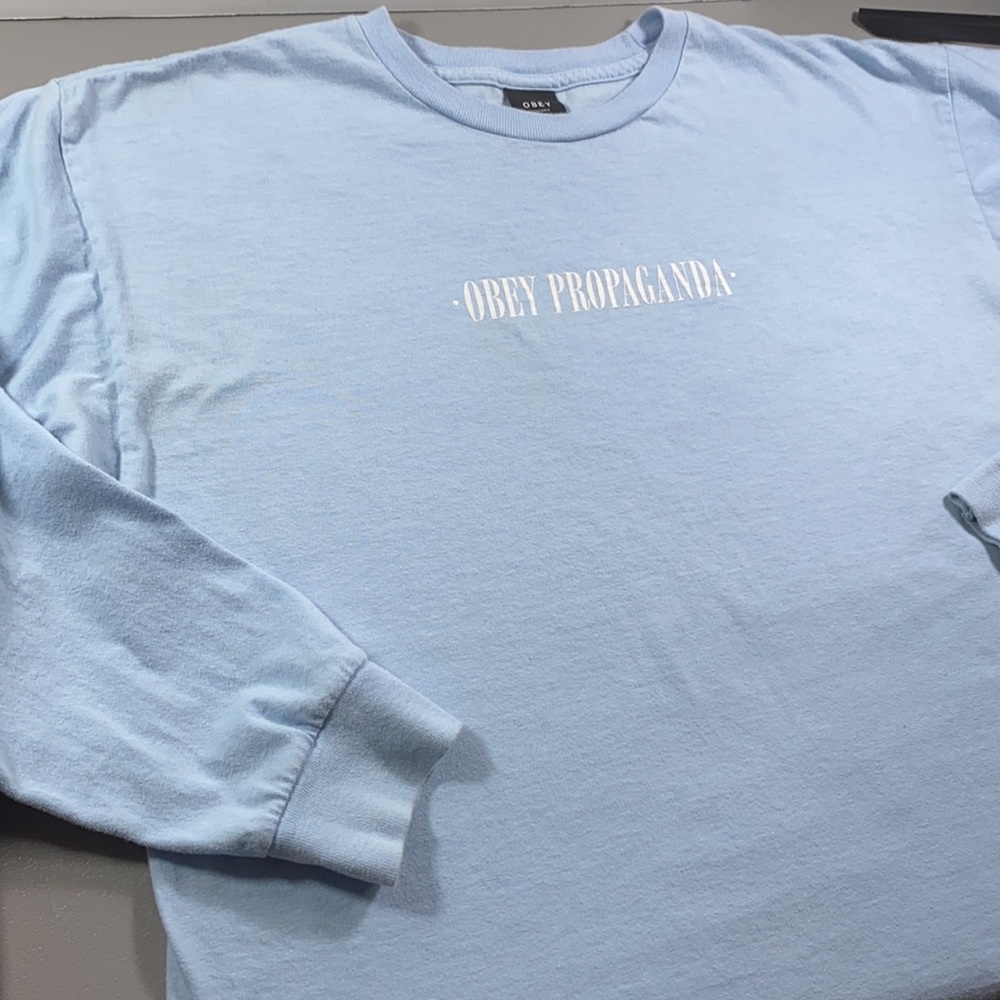 EUC Obey baby blue long sleeve shirt-boys large